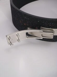 1入組男款黑色亮粉綠色深蹲舉重腰帶/專業訓練舉重腰帶,為舉重運動員提供腰部支撐,男女通用的硬拉訓練支撐腰帶 - 黑色 - 查看 4