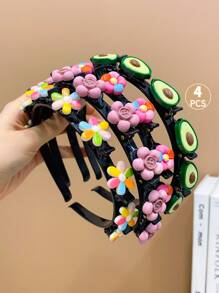 4入組女孩子甜美可愛的多彩編織髮帶 - 彩色 - 查看 6