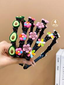 4入組女孩子甜美可愛的多彩編織髮帶 - 彩色 - 查看 3