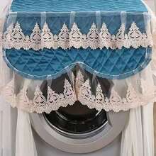 60*60*80cm Front Load Washing Machine Lace Dust Cover, Washer Dryer Cover, Top Load Washing Machine Protective Cover - Velvet Dark Blue - View 2