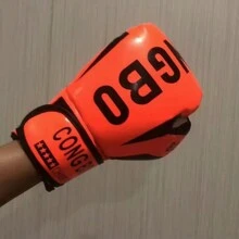1對拳擊手套,跆拳道訓練增厚手套,散打裝備 - 紅色 - 查看 4