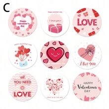 1捲/90張情人節玫瑰圖案貼紙標籤,適用於密封,裝飾禮品,信封,行李或蛋糕 - 彩色 - 查看 5