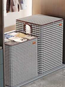 1pc,Clothing Storage Box Household Storage Bag Large Capacity Moving Packing And Finishing Box Clothing Quilt Storage Storage Basket - Black and White - View 4