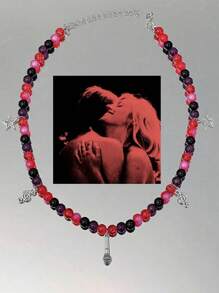 4入組吉他、星星、麥克風、珠鑲石設計情侶項鏈,情人節絕佳禮物 - 彩色 - 查看 1