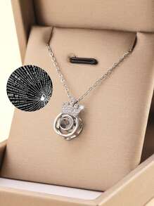 1 Stück Projektions-Halskette "Ich liebe dich in 100 Sprachen" Anhänger Schmuck für Liebhaber, Freundin, Paar, romantische, süße Accessoires, Muttertag, Valentinstag Geschenk (ohne Geschenkbox), Mama, Mutter, Muttertag, Geschenk