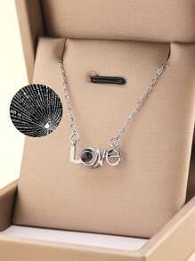 1 Stück Projektions-Halskette "Ich liebe dich in 100 Sprachen" Anhänger Schmuck für Liebhaber, Freundin, Paar, romantische, süße Accessoires, Muttertag, Valentinstag Geschenk (ohne Geschenkbox), Mama, Mutter, Muttertag, Geschenk