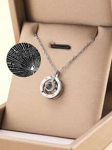 1 Stück Projektions-Halskette "Ich liebe dich in 100 Sprachen" Anhänger Schmuck für Liebhaber, Freundin, Paar, romantische, süße Accessoires, Muttertag, Valentinstag Geschenk (ohne Geschenkbox), Mama, Mutter, Muttertag, Geschenk