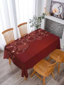 1入情人節紅酒杯和玫瑰花圖案印花桌布,愛的主題 - 多重色 - 查看 1