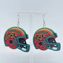 1對復古木製機車足球頭盔服裝及裝備球隊男女耳環飾品 - 彩色 - 查看 10