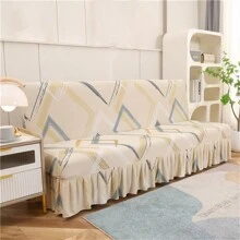 1pc Printed Sofa Bed Cover Without Armrests, Folding Sofa Cover With Elastic Bottom For Living Room Decoration - Multicolor - View 6