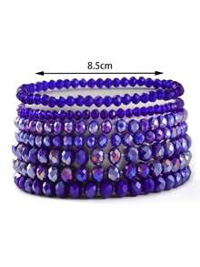 7pcs/Set Bohemian Crystal Bead Bracelet Set, Versatile Bracelets Suitable For Daily Wear (Bead Count Varies According To Length) - Multicolor - View 2
