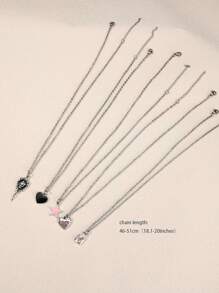 Conjunto de 5 colares estilo Y2K Retro Gótico Punk Rock, incluindo estrela, cruz com strass, cruz em formato de coração, pingentes em forma de borboleta, com corrente de aço inoxidável. Estilo Ins, Personalizado, Hip Hop, Estilo Boêmio, Colares de Pingente Love-Lock.