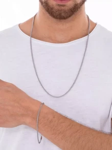 Men'S Necklace Sets - 銀色 - 查看 3