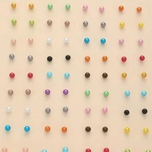 36 對彩色人造珍珠設計耳環可愛簡約風格合金首飾日常配飾