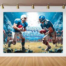 每袋1入裝橄欖球主題生日背景佈 - 彩色 - 查看 1