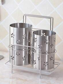 1支304不鏽鋼筷子筒,加厚的廚房收納筒,家庭使用 - 銀色 - 查看 1