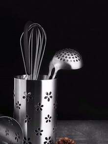 1支304不鏽鋼筷子筒,加厚的廚房收納筒,家庭使用 - 銀色 - 查看 9