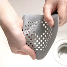 1入灰色矽膠頭髮過濾器下水道防堵濾網,廚房地板浴缸淋浴下水道防塞擋板廚房小工具 - 灰色 - 查看 2