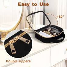 2 Packs Transparent Travel Makeup Bag, TSA Approved Toiletry Bag, Clear Makeup Bags With Handles, Quart Size Clear Toiletry Bags, Double-Layer PVC Clear Cosmetic Bags For Women And Men, Carry On Airport Airline Compliant Bag Beach Bag Beach Essentials Beach Towel Organizer Beach Accessories Beach Stuff Holiday Bag Holiday Essentials For Summer For Vacation - Black - View 3