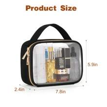 2 Packs Transparent Travel Makeup Bag, TSA Approved Toiletry Bag, Clear Makeup Bags With Handles, Quart Size Clear Toiletry Bags, Double-Layer PVC Clear Cosmetic Bags For Women And Men, Carry On Airport Airline Compliant Bag Beach Bag Beach Essentials Beach Towel Organizer Beach Accessories Beach Stuff Holiday Bag Holiday Essentials For Summer For Vacation - Black - View 2