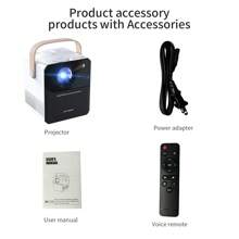1 台 PC WiFi 迷你便携式投影仪，1080P 家庭影院视频投影仪，兼容 HDMI OUT/USB/AV/TF/智能手机，室内室外使用 - 03-black - 查看 5