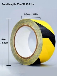 1卷黑色和黃色pvc警告膠帶,寬度4.8cm,長度16m / 33m,反光膜,防水,適用於倉庫地面標誌、斑馬線 - 黑黃 - 查看 3