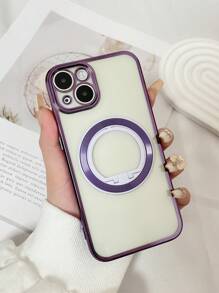 1 个透明电镀防摔 Tpu 手机壳，带 CD 纹理和内置磁吸支架，兼容 iPhone 15/15pro/15plus/15promax、Galaxy S23 Ultra/A14/A24、Redmi Note12pro - 彩色 - 查看 1