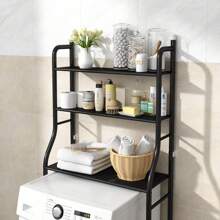 3 Tier Drum Washing Machine Shelf, Multifunctional Sturdy Space-Saving Bathroom Storage Shelf, Suitable For Bathroom, Balcony - Black - View 4