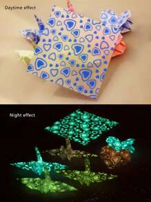 70 張材料發光摺紙紙帶鶴、玫瑰和心形設計適合 Diy 手工折疊紙工藝品 - 彩色 - 查看 1