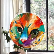 1 Miếng 15cm*15cm/5.9inch*5.9inch Đầy màu sắc dễ thương Mèo Tròn Tính hai mặt Cửa sổ Treo tranh Treo Acrylic Với dây chuyền Trang trí Vật rủ xuống Trong nhà/Ngoài trời Bữa tiệc ngày lễ Trang trí Vật trang trí - 6989 - Xem 4