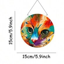 1 Miếng 15cm*15cm/5.9inch*5.9inch Đầy màu sắc dễ thương Mèo Tròn Tính hai mặt Cửa sổ Treo tranh Treo Acrylic Với dây chuyền Trang trí Vật rủ xuống Trong nhà/Ngoài trời Bữa tiệc ngày lễ Trang trí Vật trang trí - 6989 - Xem 2