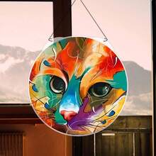 1 Miếng 15cm*15cm/5.9inch*5.9inch Đầy màu sắc dễ thương Mèo Tròn Tính hai mặt Cửa sổ Treo tranh Treo Acrylic Với dây chuyền Trang trí Vật rủ xuống Trong nhà/Ngoài trời Bữa tiệc ngày lễ Trang trí Vật trang trí - 6989 - Xem 3