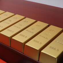 1入實心黃銅合金金條造型金屬桌面裝飾紙負重減壓玩具 - 金色 - 查看 3