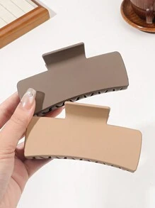 1pc Large Matte Solid Square Hair Claw In Warm Colors For Autumn & Winter, 4 Color Options, Smooth Surface, Suitable For Home Diy Accessories, Best Gift For Friends, Fashionable, Elegant Women's Hair Accessory - Multicolor - View 12