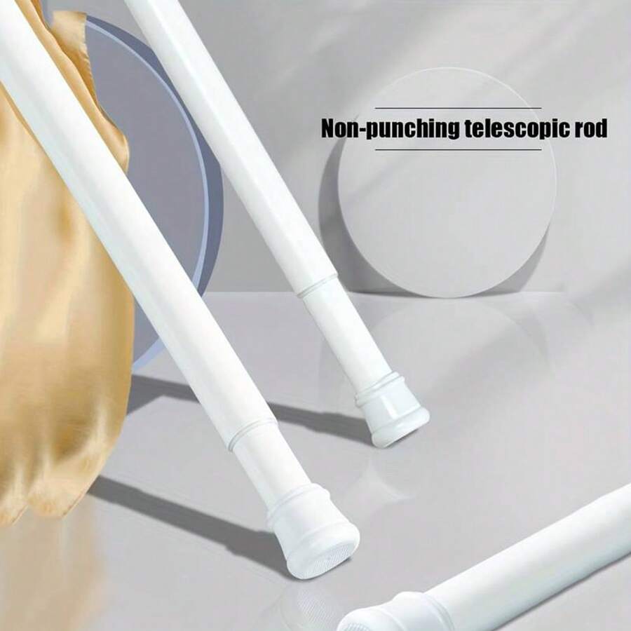 1pc White Punch-Free Telescopic Rod,(Diameter0.98in,Length19.25-31.49inch)Strong Spring Load-Bearing Shower Curtain Rod, Clothes Drying Rod, Support Rod, Window Curtain Rod, Door Curtain Rod, Bathroom Accessories - White Length 19.25-31.49in - View 1