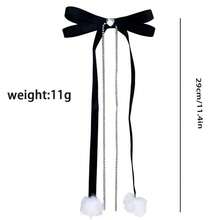 1對兒童可愛的蝴蝶結髮夾與絨帶辮頭帶,扭曲鍍金髮夾,適用於女孩 - 黑色 - 查看 2