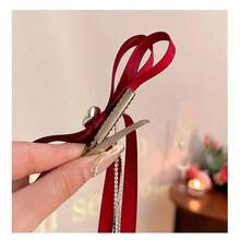 1對兒童可愛的蝴蝶結髮夾與絨帶辮頭帶,扭曲鍍金髮夾,適用於女孩 - 黑色 - 查看 5