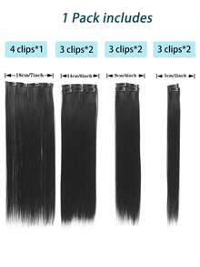 暗啡色合成髮延伸,22英寸直髮片夾,7入組16夾長直髮夾片,自然外觀 - Dark Brown - 查看 3