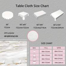 1PC Platinum Marble Round Table Cloth Wipable Table Cloth Cover Waterproof Fabric Farmhouse Abstract Kitchen Table Decoration Picnic Terrace Spring/Summer Decoration Rectangle 60*60/60*84/60*104 Inches - White Gold - View 8