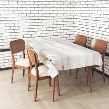 1PC Platinum Marble Round Table Cloth Wipable Table Cloth Cover Waterproof Fabric Farmhouse Abstract Kitchen Table Decoration Picnic Terrace Spring/Summer Decoration Rectangle 60*60/60*84/60*104 Inches - White Gold - View 4