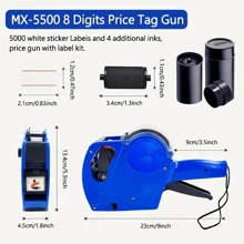 1set Blue Pricing Gun With 5000 Labels And 1 Ink Roller, Pricing Labeller Tagging Gun Kit For Office, Retail Shop, Grocery Store, Organizing And Marking Numeric Labels - Blue - View 2