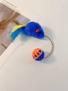 1pc Cat Toy Set, Including Self-Entertaining Cat Ball, Feather, Bell, Teaser Wand, Interactive Intelligence Toys For Cats - Blue - View 1