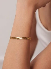 1套金色高端十字形鈦鋼手鍊和項鍊套裝,適用於女性,情人節禮物 - 金色 - 查看 2