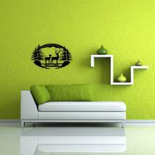 1個14英寸黑色鐵製橢圓形森林設計駝鹿和樹木壁飾 - 黑色 - 查看 5