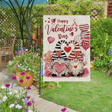 1入情人節矮人與心形花園旗,浪漫雙面印刷庭院裝飾,戶外花園求婚周年慶派對氛圍裝飾（不包含鐵框） - 彩色 - 查看 2