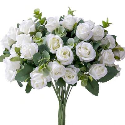 1/3/5 件人造花、玫瑰花束、情人节礼物、生日派对装饰、婚礼花篮、新娘手捧花、家居摆设、餐厅、卧室、窗台、花瓶、装饰品、新年装饰、户外花园、开学季