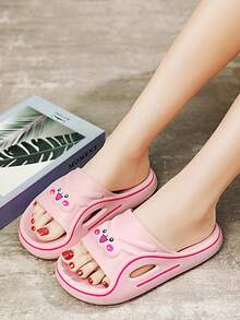 女士厚底拖鞋，户外/家用拖鞋，夏季防滑浴室拖鞋 - 粉色 - 查看 3