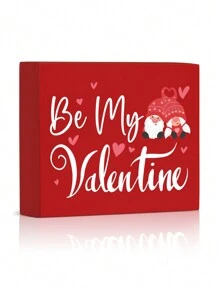 Putuo Decor 普陀裝飾1入組紅色木製盒子標誌,成為我的情人,農舍客廳壁爐木工藝品,4.7 X 5.8英寸情人節禮物 - 彩色 - 查看 1