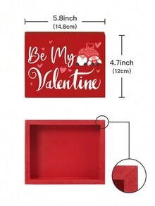 Putuo Decor 普陀裝飾1入組紅色木製盒子標誌,成為我的情人,農舍客廳壁爐木工藝品,4.7 X 5.8英寸情人節禮物 - 彩色 - 查看 3