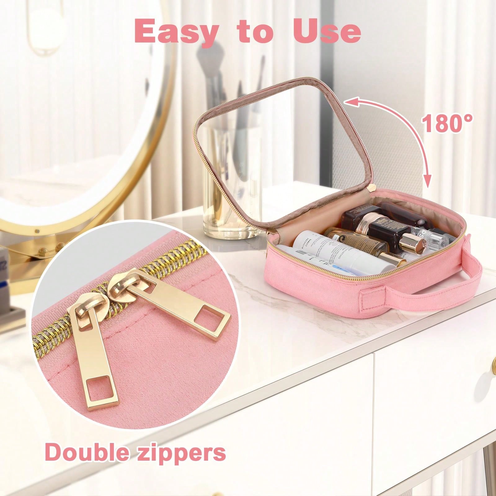 2 Pcs Clear Travel Makeup Bag, TSA Approved Toiletry Bag, Transparent